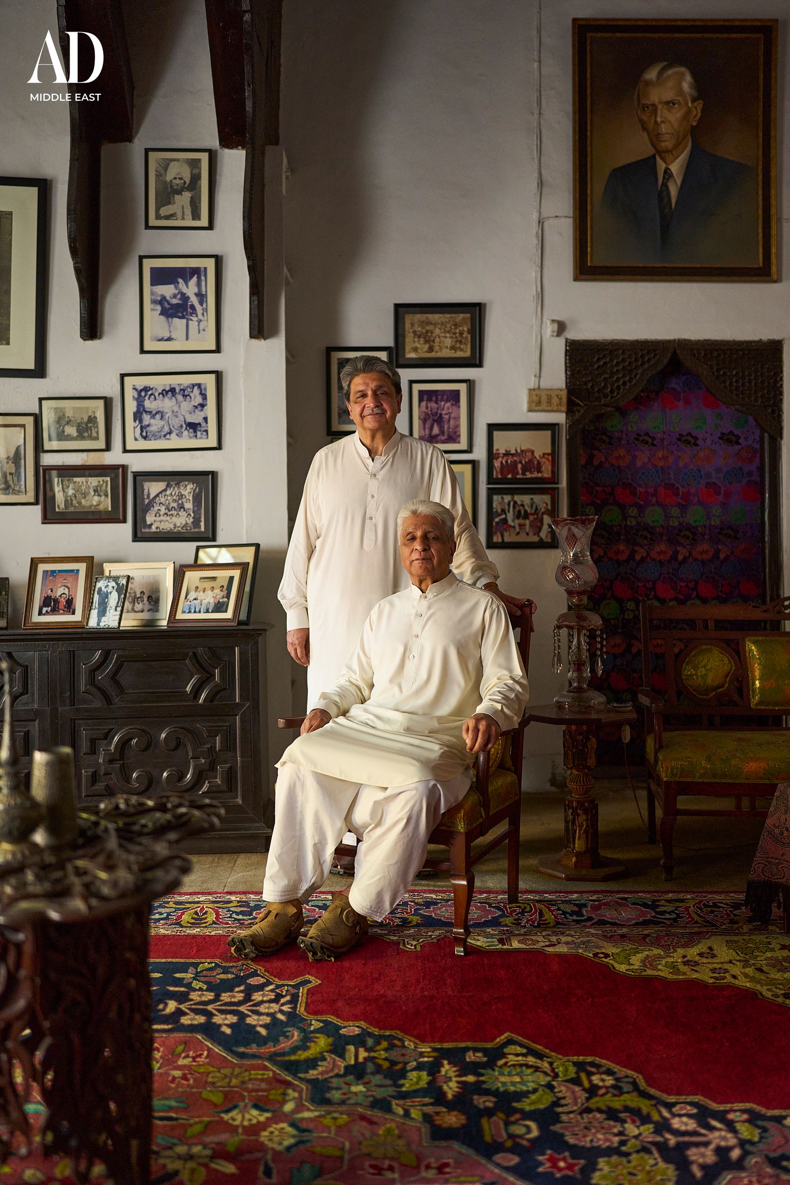 Yousuf and Iqbal Salahuddin in the main lounge of Haveli Barood Khana